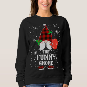Funny Gnome Buffalo Kariert Matching Family Christ Sweatshirt