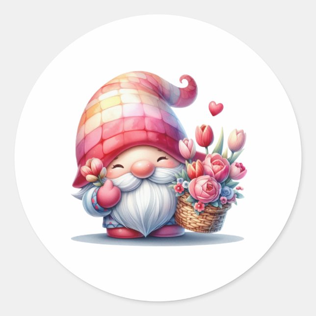 Funny Gnome for Valentine Day Runder Aufkleber (Vorderseite)
