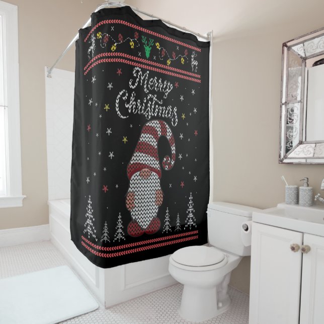 Funny Gnome Frohe Weihnachten Duschvorhang (Beispiel)
