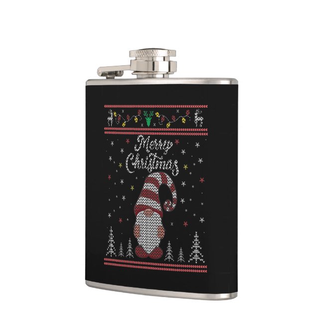 Funny Gnome Frohe Weihnachten Flachmann (Links)