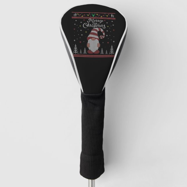 Funny Gnome Frohe Weihnachten Golf Headcover (Vorderseite)