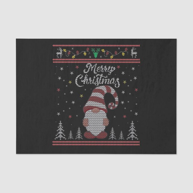 Funny Gnome Frohe Weihnachten Seidenpapier (Vorderseite)