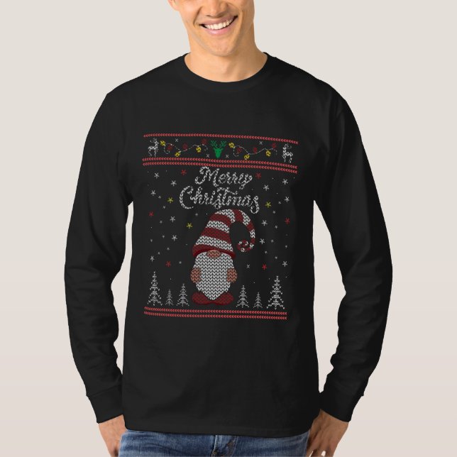 Funny Gnome Frohe Weihnachten T-Shirt (Vorderseite)