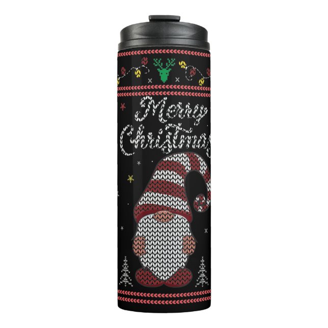 Funny Gnome Frohe Weihnachten Thermosbecher (Vorderseite)