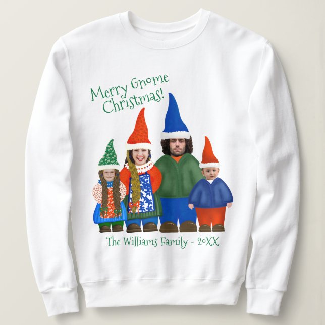 Funny Gnome Ihre Familie hässlich Weihnachtskraut Sweatshirt (Design vorne)