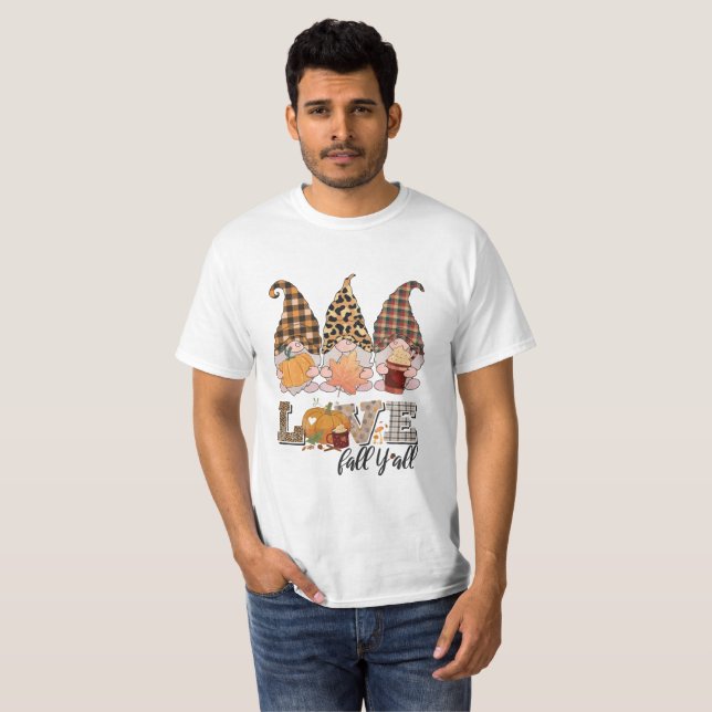 Funny Gnome Lieben fallen, Kürbissaison T-Shirt (Vorne ganz)