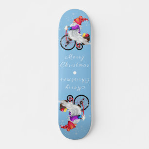 Funny Gnome mit Bike und Geschenken - Frohe Weihna Skateboard