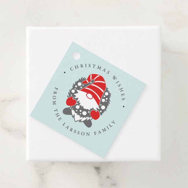 Funny Gnome mit Garland Festliche Weihnachtsminze Geschenkanhänger (Beispiel)