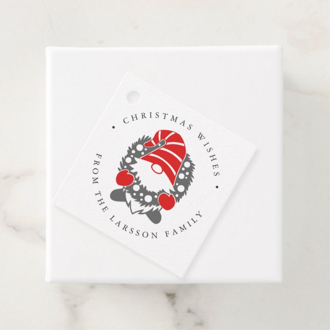 Funny Gnome mit Garland Weihnachten Geschenkanhänger (Beispiel)