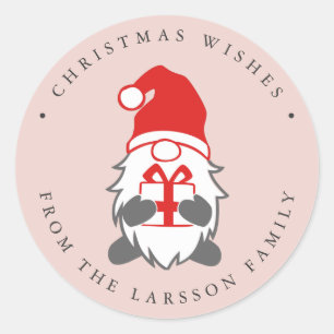 Funny Gnome mit Prestige und Weihnachtsmannmütze R Runder Aufkleber