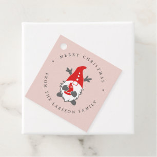 Funny Gnome mit Rentier Antlers Christmas Pink Geschenkanhänger