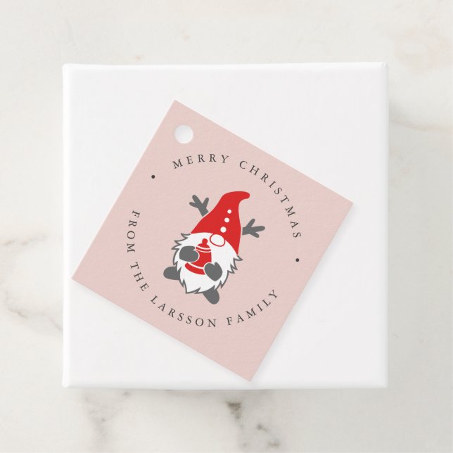 Funny Gnome mit Rentier Antlers Christmas Pink Geschenkanhänger (Beispiel)