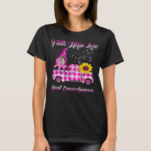 Funny Gnomes Faith Hope Liebe Brustkrebs T-Shirt