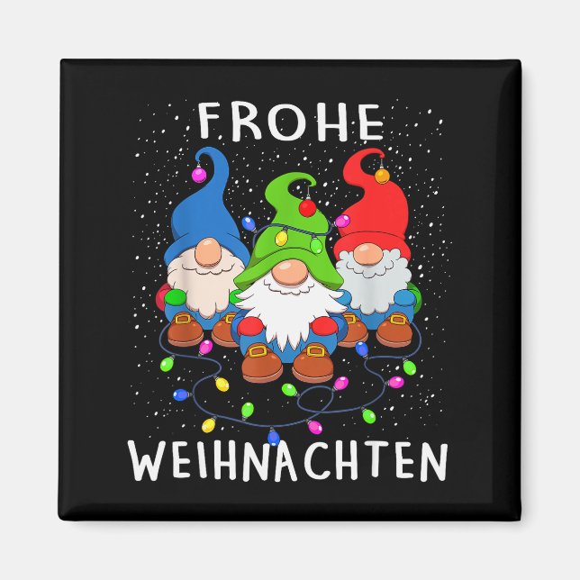 Funny Gnomes Merry Christmas Frohe Weihnachten  Magnet (Vorne)