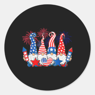 Funny Gnomes Patriotic American Flag Niedlich Gnom Runder Aufkleber