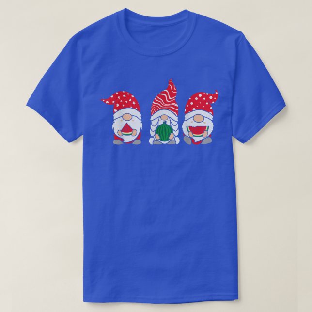 Funny Gnomes Summer Watermelon Weihnachten T-Shirt (Design vorne)