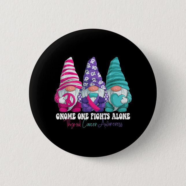 Funny Gnomies Thyroid Cancer Awareness Month Ribbo Button (Vorderseite)