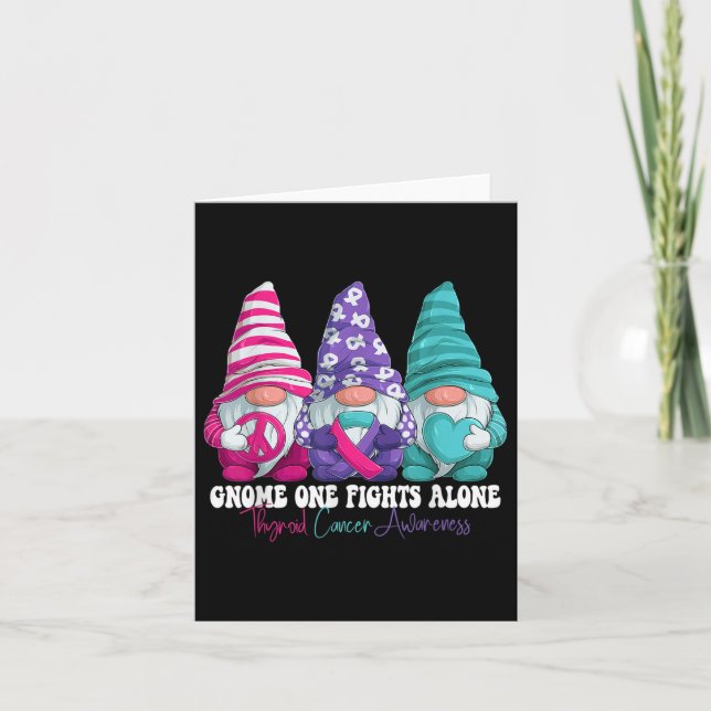 Funny Gnomies Thyroid Cancer Awareness Month Ribbo Karte (Vorderseite)