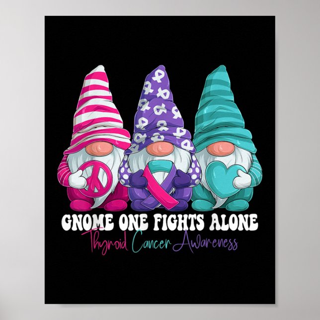 Funny Gnomies Thyroid Cancer Awareness Month Ribbo Poster (Vorne)