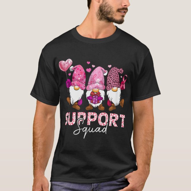 Funny Gnomies unterstützen Squad Brustkrebs A T-Shirt (Vorderseite)