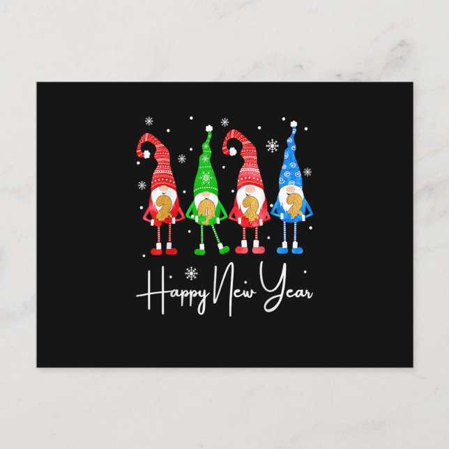 Funny Gnomies Weihnachts-Happy Neujahr Urlaub Bri Postkarte (Vorderseite)