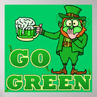 Funny "Go Green" Drink Leprechaun