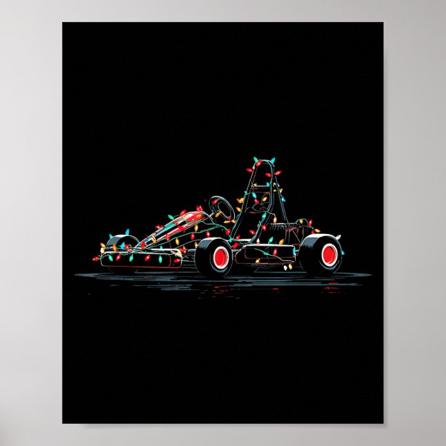 Funny Go Kart Christmas Graphics Lights Lover Kart Poster (Vorne)