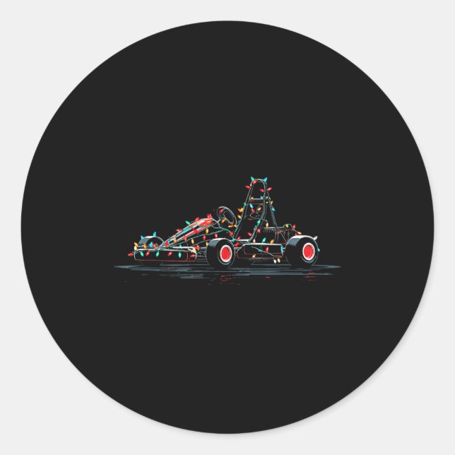 Funny Go Kart Christmas Graphics Lights Lover Kart Runder Aufkleber (Vorderseite)