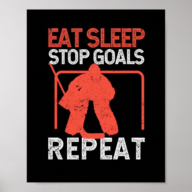 Funny Goalie Fußballfeld Hockey-Essen schlafen Poster (Vorne)