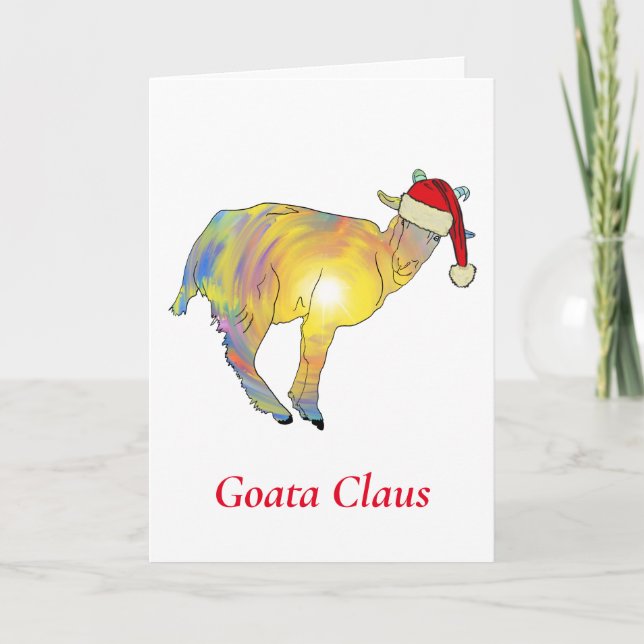 Funny Goat a Claus Weihnachten Spaß Karte (Vorderseite)