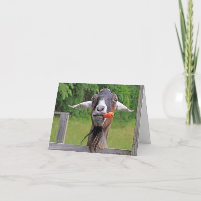Funny Goat and Carrot Danke Karte (Vorderseite)