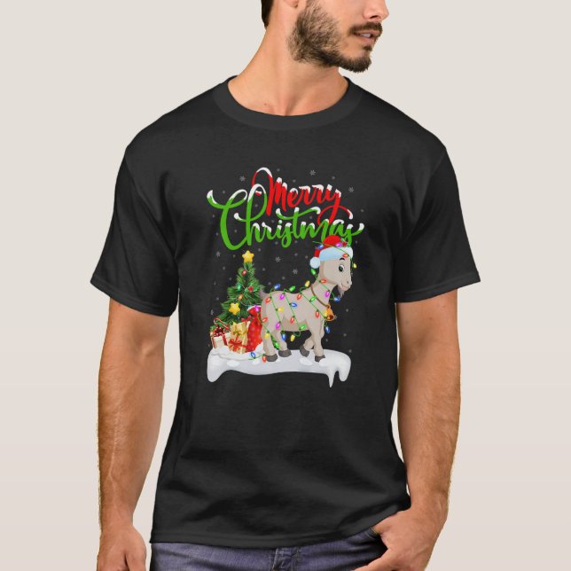 Funny Goat Animal Lover Xmas Leuchtziege Christm T-Shirt (Vorderseite)
