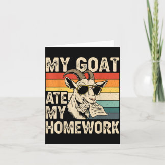Funny Goat Ate Homework Vintage Farm Animal Retro Karte