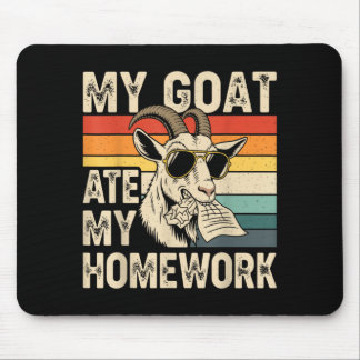 Funny Goat Ate Homework Vintage Farm Animal Retro Mousepad