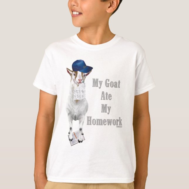 Funny Goat Ate Meine Hausaufgaben T-Shirt (Vorderseite)