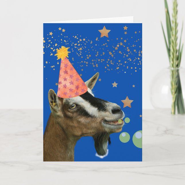 Funny Goat Birthday Burping Celebrate Karte (Vorderseite)