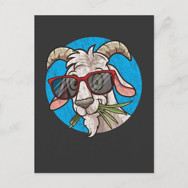 Funny Goat Face mit Sonnenbrille Postkarte (Vorderseite)