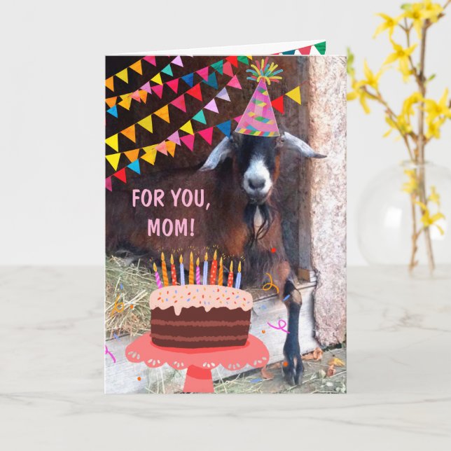 Funny Goat "For Mama" Geburtstag Karte (Gelbe Blume)