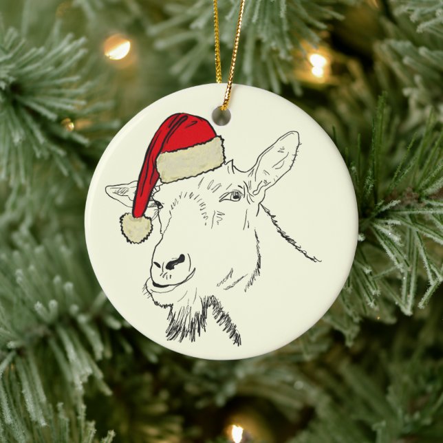 Funny Goat santa Keramik Ornament (Baum)