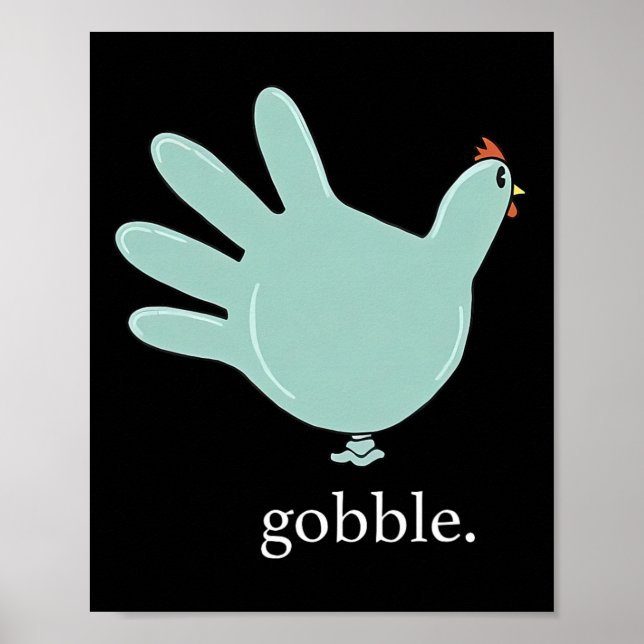 Funny Gobble Türkei Handschuh Medizin Nures Thanks Poster (Vorne)