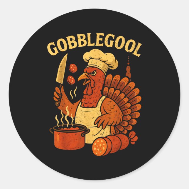Funny Gobbol Italian Gobble Turkey Day Fall Thanks Runder Aufkleber (Vorderseite)