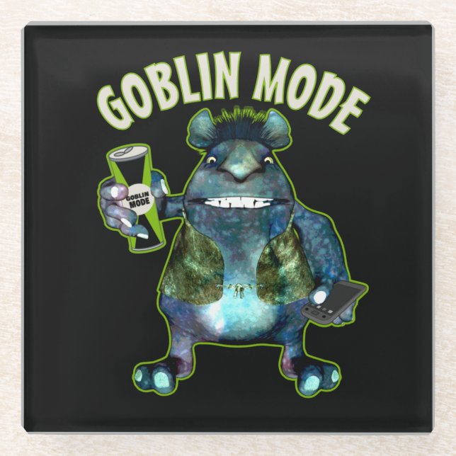 Funny Goblin Mode Lazy Troll Slobbin Antisocial T Glasuntersetzer (Vorderseite)