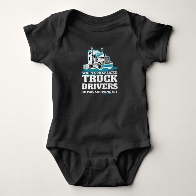 Funny God Created Truck Drivers Shooting Off Baby Strampler (Vorderseite)
