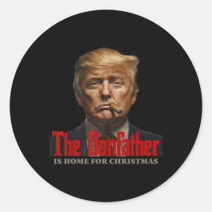Funny Godvater ist Zuhause zu Weihnachten Der Donf Runder Aufkleber