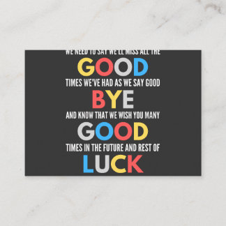 Funny Going Away Farewell Visitenkarte