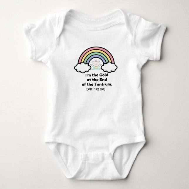 Funny "Gold at the End of the Tantrum" Rainbow Baby Strampler (Vorderseite)