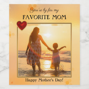 Funny Gold Foto Mother's Day Wine Label Weinetikett