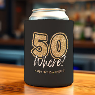 Funny Gold Glitzer 50 Wo Black 50. Geburtstag Dosenkühler
