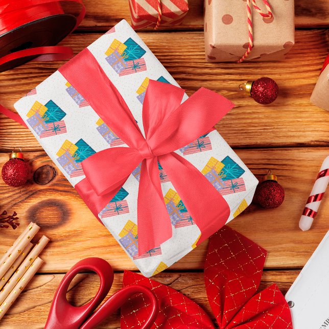 Funny Gold Red White Green Pine Weihnachtsgeschenk Geschenkpapier (Von Creator hochgeladen)