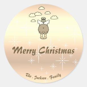 Funny Golden Chubby Angel Christmas Stars Spaß Runder Aufkleber